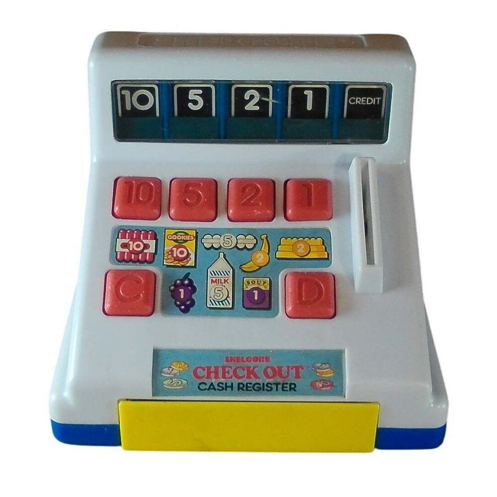 Vintage 1987 Shelcore Check Out Cash Register Toy Works RARE No Accessories